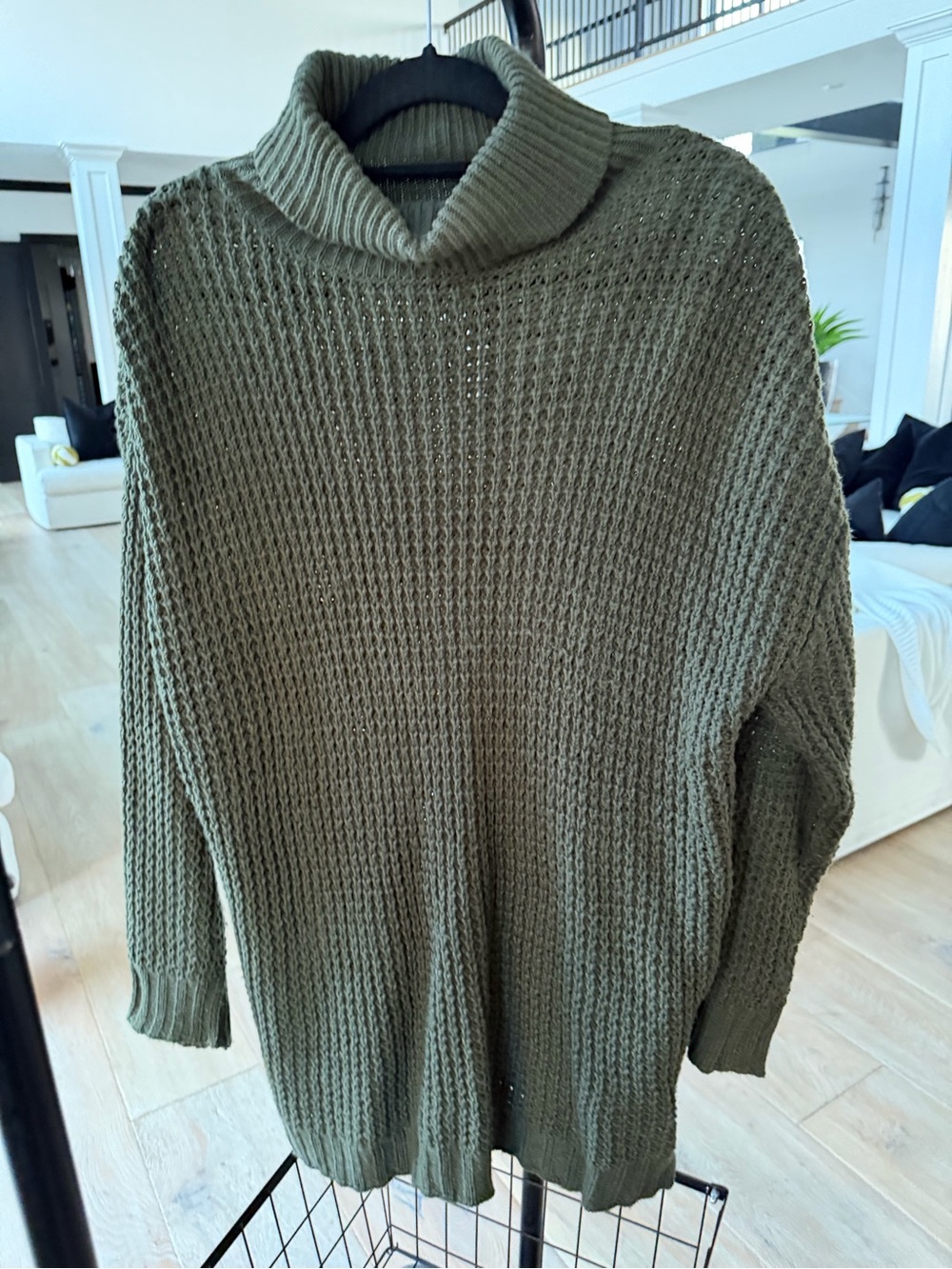 Olive Green Turtleneck Knit Sweater